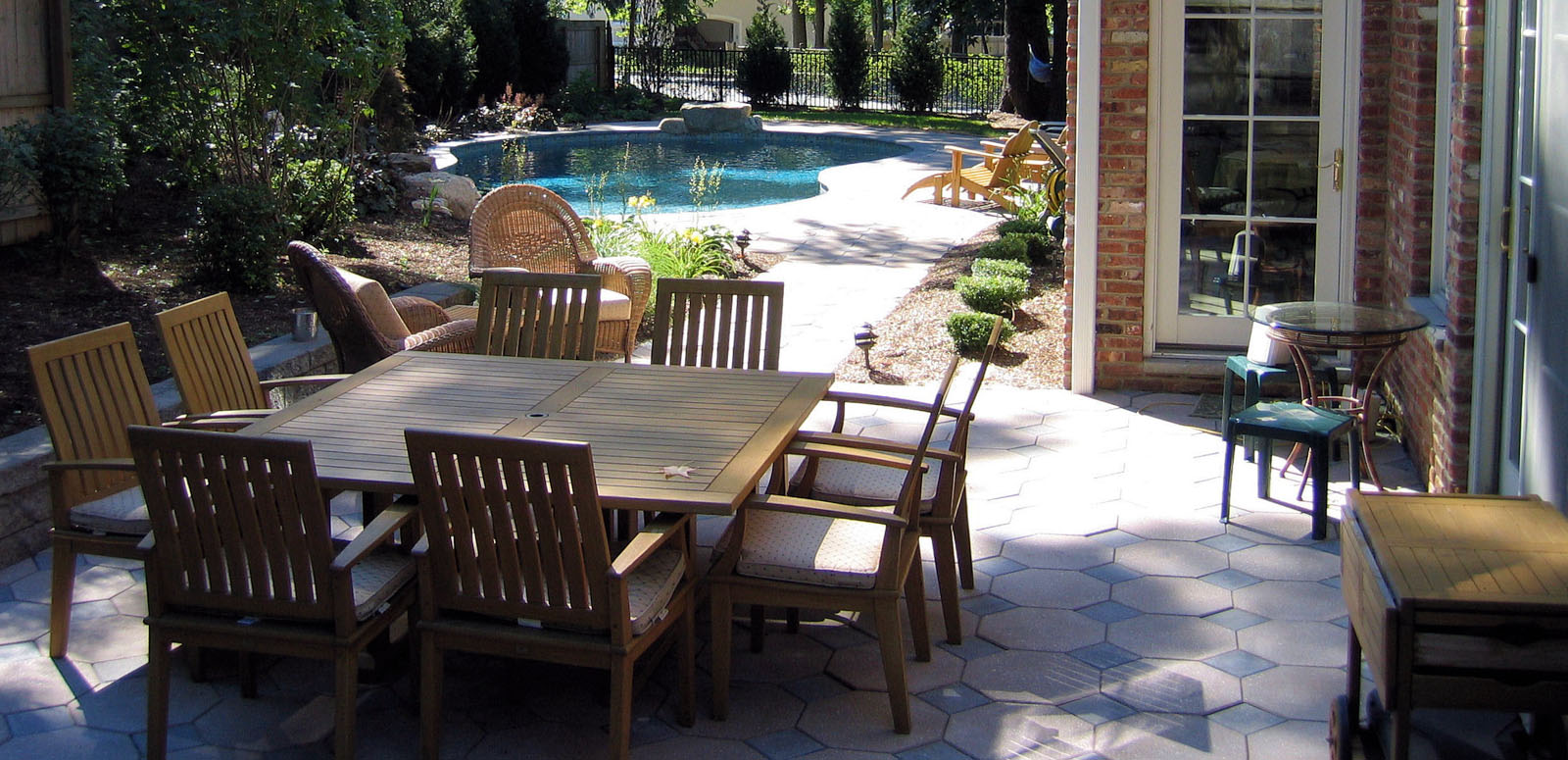 Paver Patio with Pool in Background - NJ