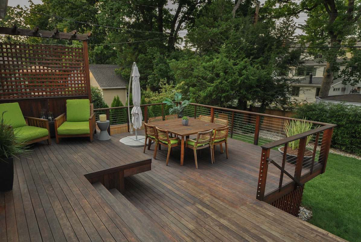 ipe deck with two seating areas - north jersey
