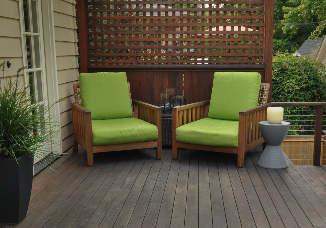 two green outdoor deck chairs - north jersey