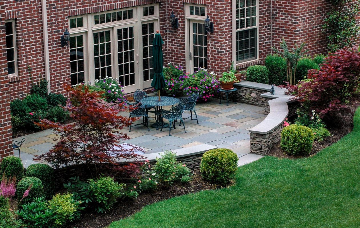 patio, formal planting design