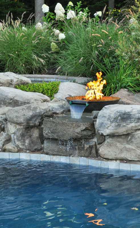 fire feature, pool landscaping, waterfall - north jersey