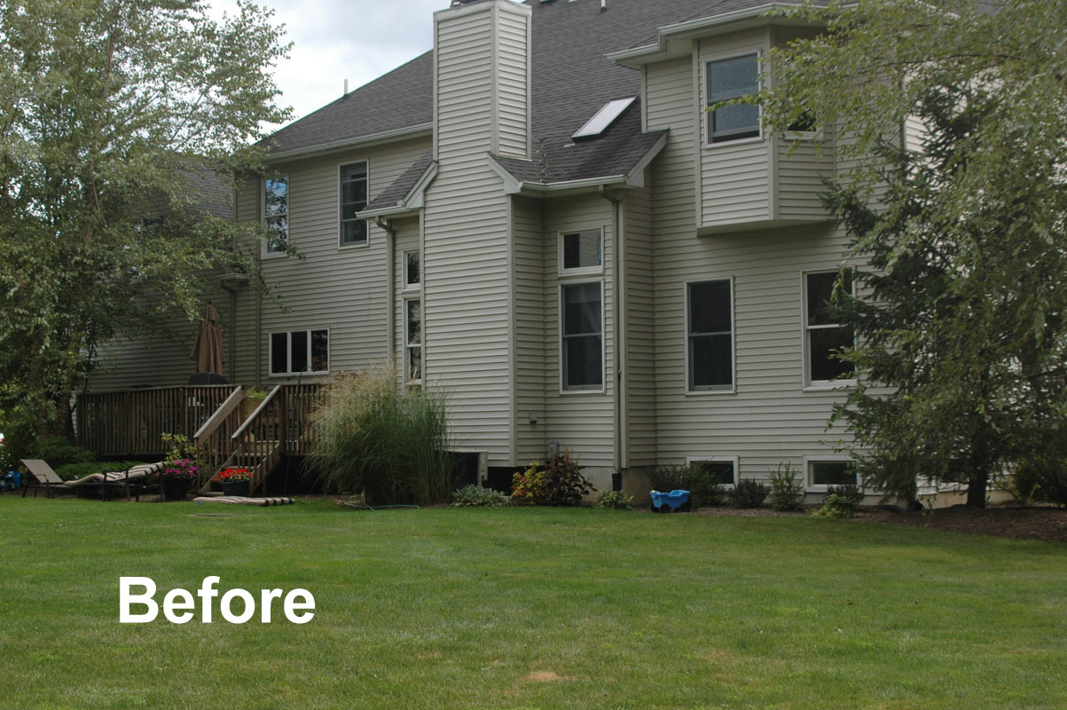 before and after landscaping photo, before photo looking at house - north jersey