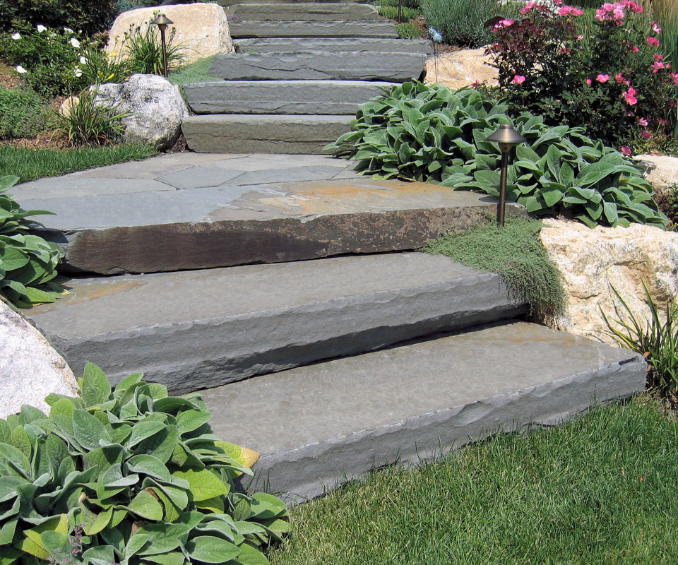 closeup of bluestone slab steps