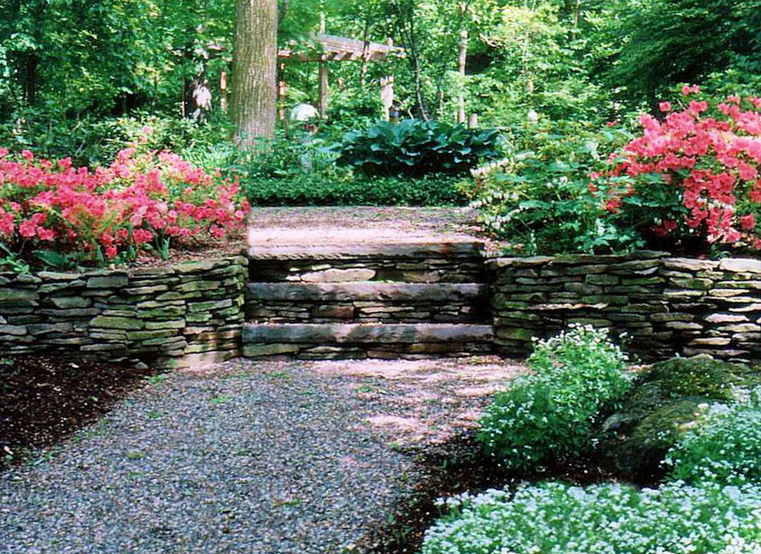 Loose Stone Walkway Winds Through Natural-Looking NJ Landscape