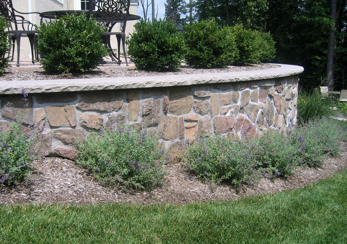 retaining wall with veneer stone, nj landscape design