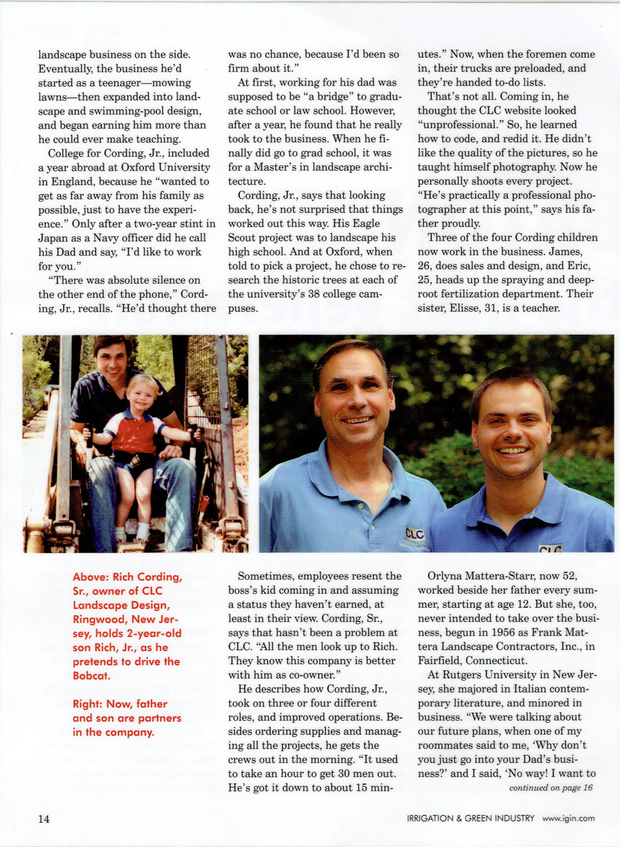 Irrigation & Green Industry magazine article about Rich Cording Sr. & Rich Cording Jr. - Page 3