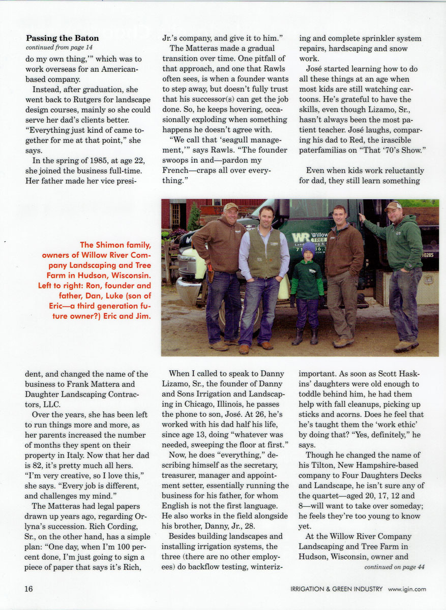 Irrigation & Green Industry magazine article about Rich Cording Sr. & Rich Cording Jr. - Page 4