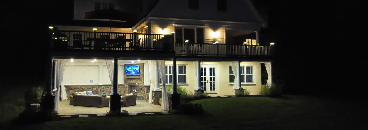 nj landscape lighting on deck and outdoor living area
