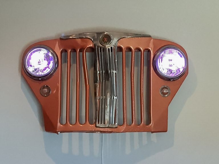 restored jeep willys grill with lights