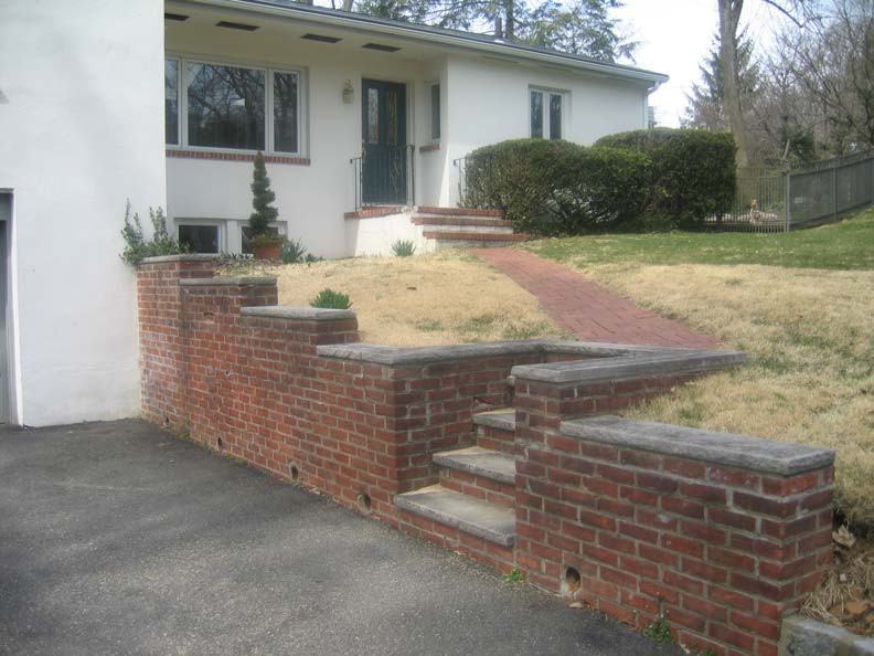 before photo of brick wall, brick walkway - north jersey