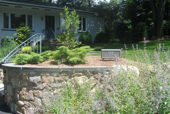 planting area above retaining wall, curb appeal - north jersey
