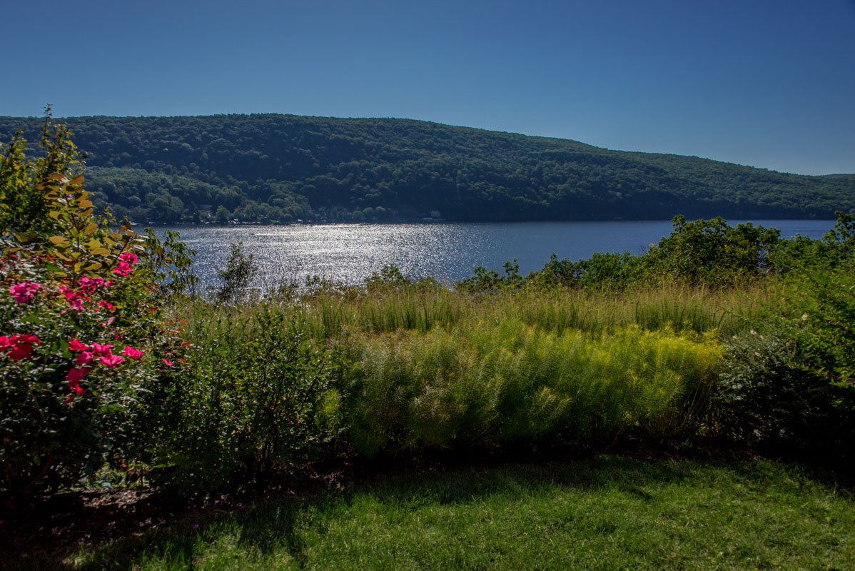 view of greenwood lake from pool area