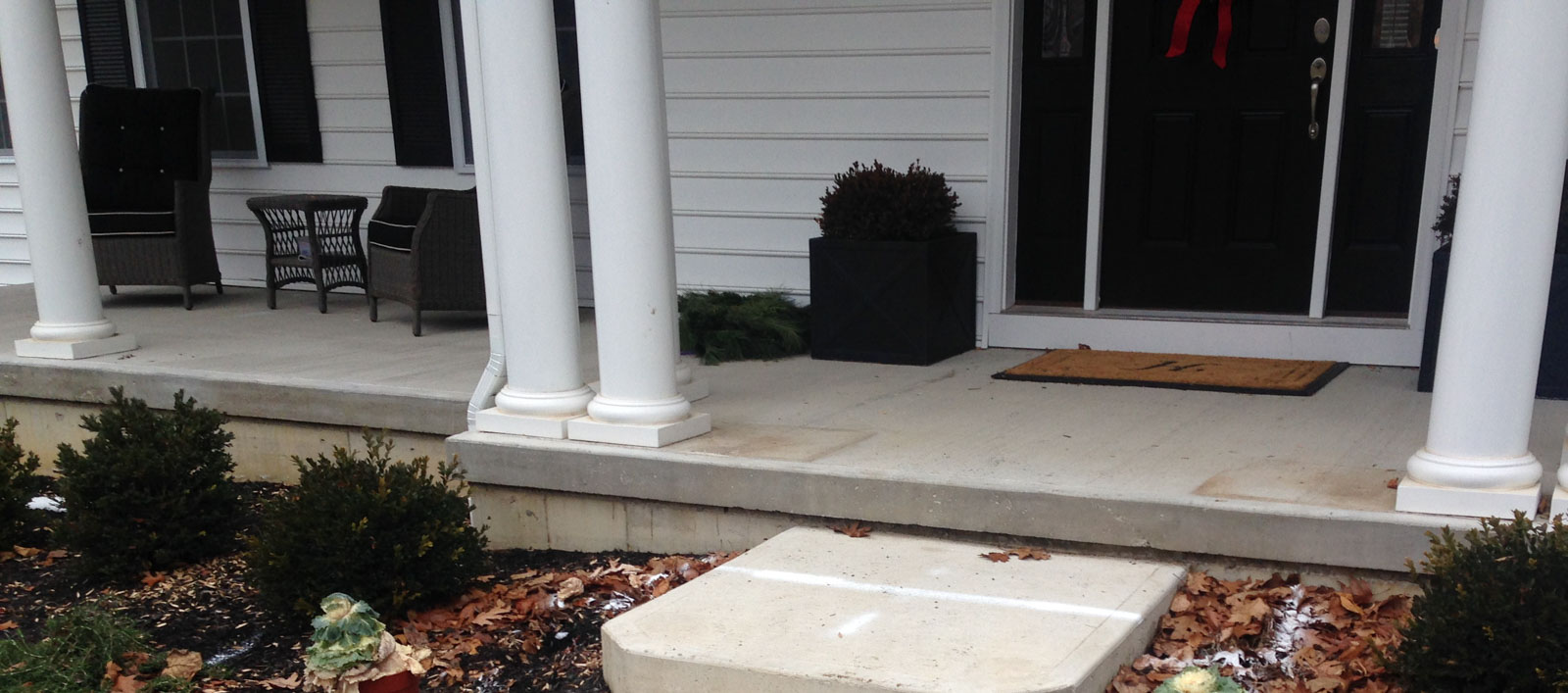 before photo of front steps and front landing