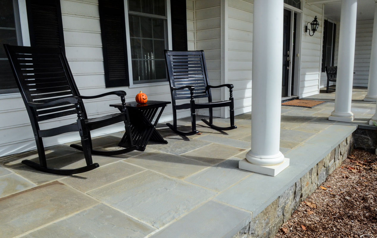 bluestone porch, randolph nj front yard landscape renovation