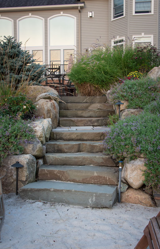 wayne nj stone slab steps and plantings