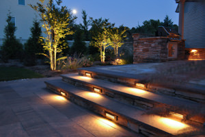 built in step lights on patio