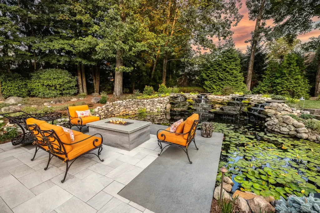 Tranquil outdoor landscape created by CLC Landscape Design in Franklin Lakes, New Jersey