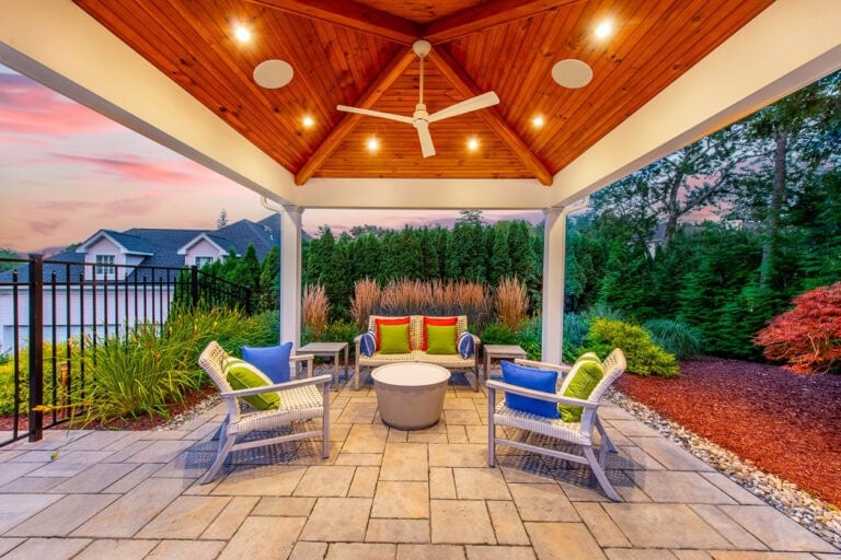 After backyard landscape design in North Caldwell NJ with custom plantings by CLC Landscape Design