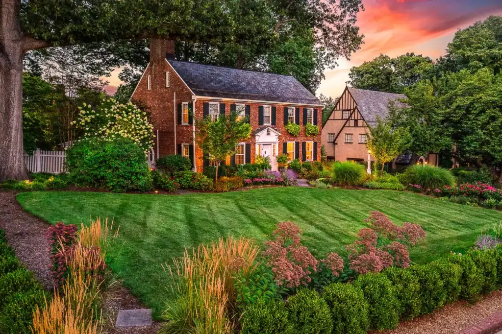 Front yard planting and entry walkway installation by CLC Landscape Design, creating outdoor living environments in Ridgewood, New Jersey.
