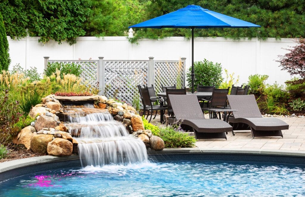 Swimming Pool Designers CLC – Backyard Pool Design Wyckoff NJ with Waterfall Feature